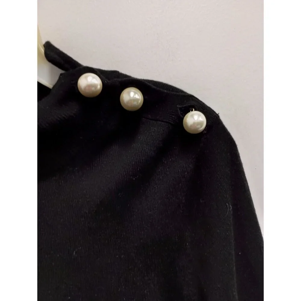 Kate Spade Broome Street Sweater Womens Medium‎ Black Wool Blend Lace Hem